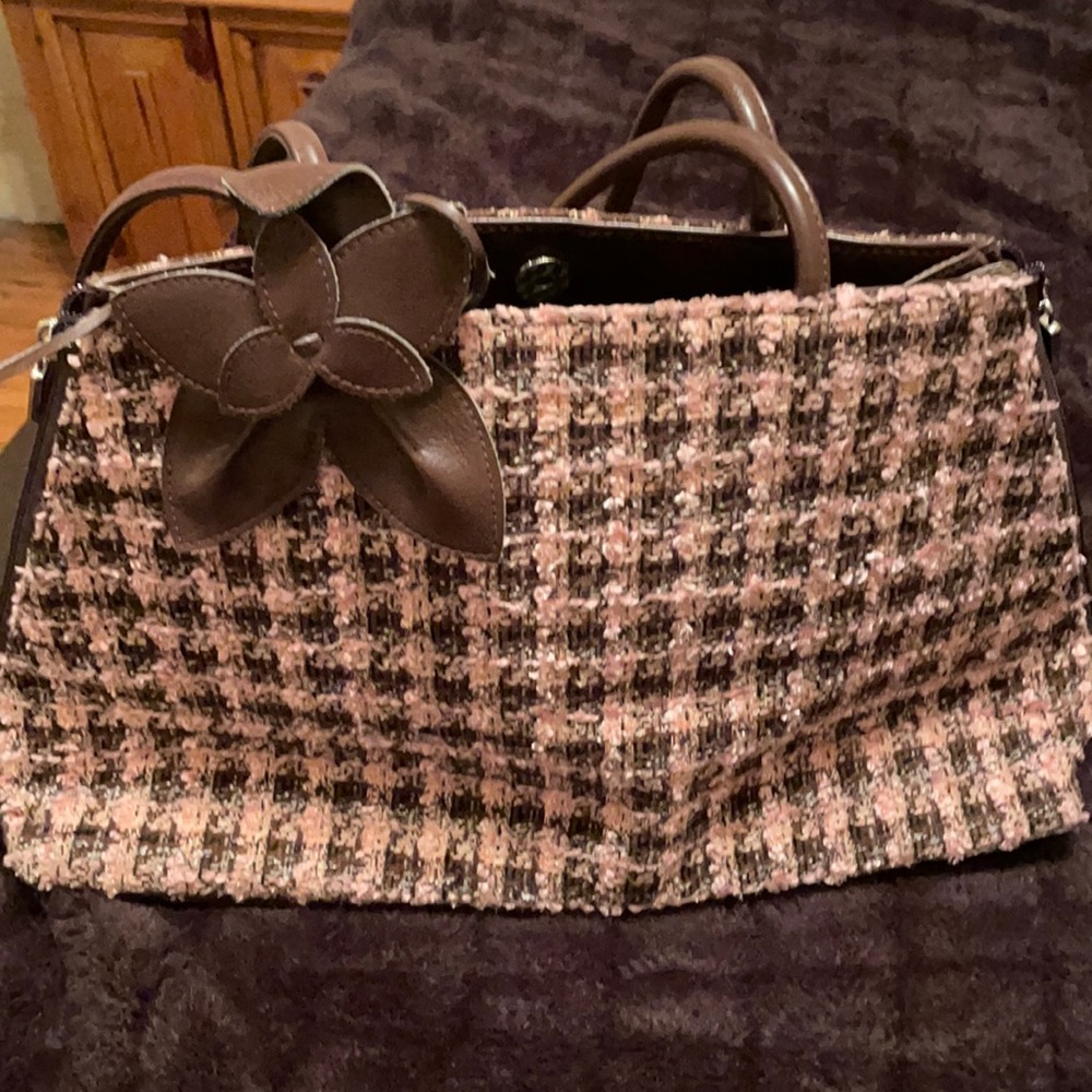 Brown and Pink Plaid Pruse